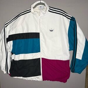 Men's Adidas Original Spirit Oversized Multicolor Sports White Jacket Size Large